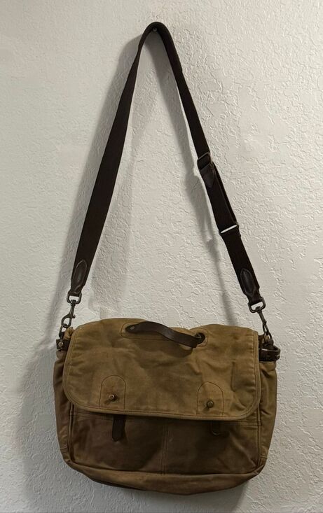 J.Crew Other - J. CREW MENS ABINGDON BRIEFCASE MESSENGER LAPTOP BAG BROWN KHAKI LEATHER WAXED